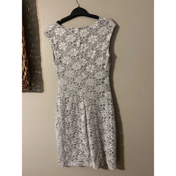 Connected Dress 8P 8 P Silver Sequin Stretch Lace Cruise Wedding Party Washable - Picture 6 of 7